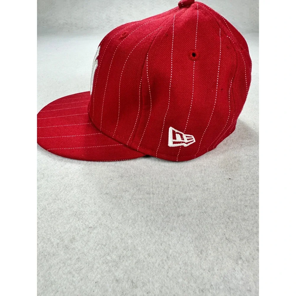 New Era 59FIFTY NY Yankees Fitted Hat Red Pinstripe Youth Size 6 3/4 MLB Cap